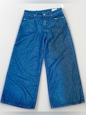 GAP Women’s size 6 Mid Rise UltraSoft Baggy WIDE Leg Jeans Dark Blue Denim NWT